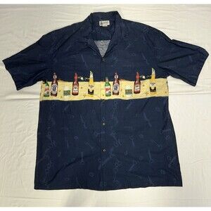 Mens Hawaiian Aloha  Republic Home Brew Beer One pocket button front shirt
